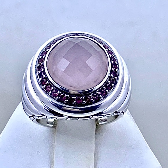 John Hardy Jewelry - John Hardy Batu Bedeg Rose Quartz Halo Ring - Size 7.25